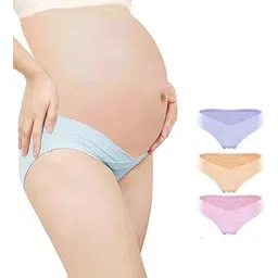 shaperx Cotton Crossover Maternity Underwear Under Bump Pregnancy Bikinis Panties Pack of 3-picture-26
