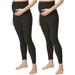 shaperx Maternity Women's Essential Stretch Crop Length Secret Fit Belly Leggings 2-picture-49