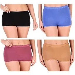 shaperx Women's Boyshort Underwear Cotton Bloomer Briefs Hipster Boy Leg Panties Combo (Prints & Colours May Vary) (Pack of 4) Plus Size-picture-54