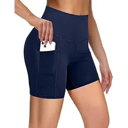shaperx Women's High Waist Workout,Yoga,Gym Shorts Casual Lounge, Ladies Active Athletic Apparel with Pockets, Dry-Fit Short Tummy Control Athletic Pack of 1-picture-17