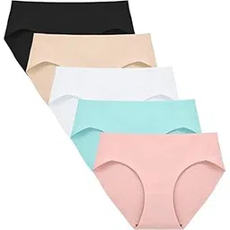 shaperx Women's Seamless Lycra Cotton Panty Underwear/Strech Briefs Soft Hipster Ice Silk Panty Multicolor with Print Pack of 4-picture-23