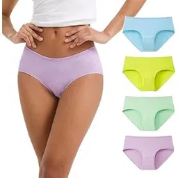 shaperx Women's Underwear Cotton or Spandex Soft Bikini Panties Cotton & Spendex Panties Pack of 4 image 1