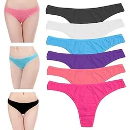 Shapyfit Women's Viscose Cotton Lycra G-Staring Thong Panties Combo Pack of 6 | Thong Panty for Women Sexy |T-Back Panty Set for Women-picture-53
