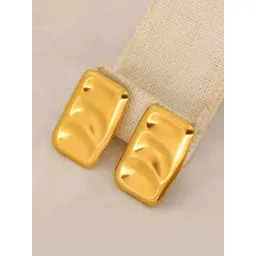 SHARLEEZ Stainless Steel Gold-Plated Geometric Shaped Drop Earrings-picture-35