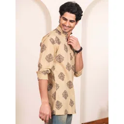 Shasak Men Ethnic Motifs Printed Mandarin Collar Cotton Straight Kurta image 4