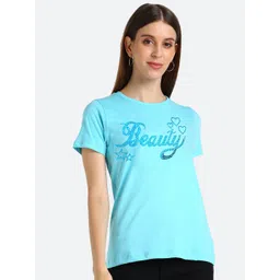 shashvi Women Blue Typography Printed Round Neck T-shirt-picture-22