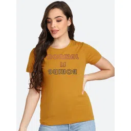 shashvi Women Mustard Yellow Typography Printed T-shirt-picture-27