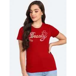 shashvi Women Red Typography Printed T-shirt-picture-34