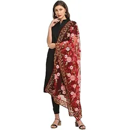 shasmi Women's Heavy Net Embroidered Fancy phulkari work Dupatta for women (ONLY Dupatta)-picture-26