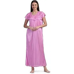shasmi Women's Satin Floor Length Night Suit/Nighty/Nightdress/Night Gown for Women and Girls-picture-14
