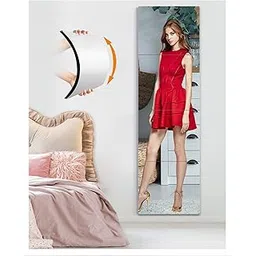 Shatterproof Wall Mirror Full Length,Long Mirrors for Bedroom and Living Room,Acrylic Decor Tiles,Extra Thick 1/8",12"x12"x4 Pack,Over The Door Full Body Mirror,Wall-Mounted Gym Mirrors for Home Gym-picture-11