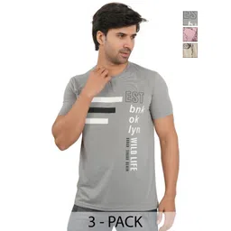 SHAUN Pack Of 3 Typography Printed Round Neck T-shirt-picture-14