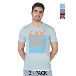 SHAUN Pack Of 3 Typography Printed Round Neck T-shirts-picture-38