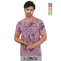 SHAUN Pack Of 3 Typography Printed Round Neck T-shirts-picture-36