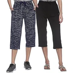 shaun Women's Loose Fit Capri (Pack of 2) (B07F17MC6R_Black _Small)-picture-43