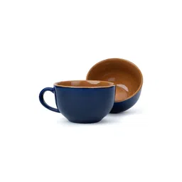 SHAY Blue & Brown Solid Ceramic Glossy Cups Set of Cups and Mugs-picture-13
