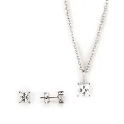 Shaya 925 Silver Chokti Pattern Earrings and Necklace Matching Set for Women-picture-42