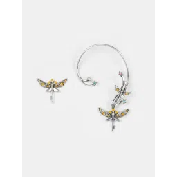 Shaya 925 Silver Winged Key Ear Cuff Earrings-image-23