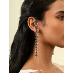 Shaya 92.5 Sterling Silver Feeling Dhuniya Kanauti Dangler Earrings for Women-picture-10