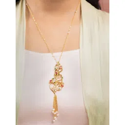 Shaya 92.5 Sterling Silver Yellow Gold Shaadi Squad Nakhrewali Aunty Pendant Necklace for Women-picture-36