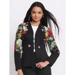 SHAYE Black Polyester Printed Coat-picture-34