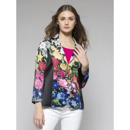 SHAYE Black Satin Regular fit Print Casual jackets and blazers-picture-10