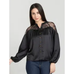 SHAYE Black Satin Solid Shirt-picture-38