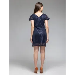 SHAYE Blue Embellished A Line Dress image 2