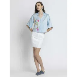 SHAYE Blue Printed Casual Shirt image 5