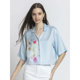 SHAYE Blue Printed Casual Shirt image 1