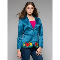 SHAYE Blue Satin Regular fit Casual jackets and blazers-picture-35