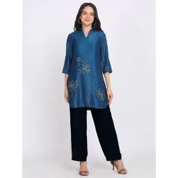 SHAYE Blue Silk Embroidered Kurti-picture-32