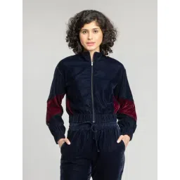 SHAYE Blue Solid Bomber Jacket-picture-50