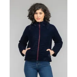 SHAYE Blue Solid Puffer Jacket-picture-12