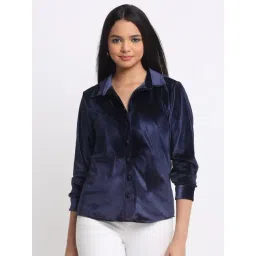 SHAYE Blue Velvet Solid Shirt-picture-49