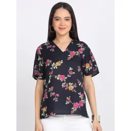 SHAYE Blue Viscose Printed Top-picture-32