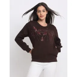 SHAYE Brown Fleece Embroidered Sweatshirt-picture-25