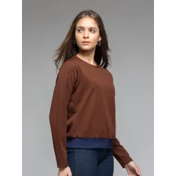 SHAYE Brown Solid Sweatshirt image 4