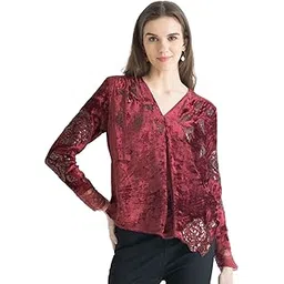 shaye Brown V-Neck Embroidered Full Sleeves Party Tops for Women-picture-31