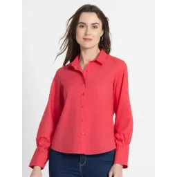 SHAYE Coral Cotton Regular Fit Shirt-picture-10