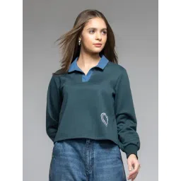 SHAYE Green Solid Sweatshirt-picture-37