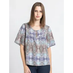 SHAYE Grey & Blue Printed Top-picture-27