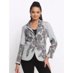 SHAYE Grey Lycra Printed Blazer-picture-32