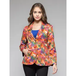 SHAYE Orange Satin Regular fit Print Casual jackets and blazers-picture-38