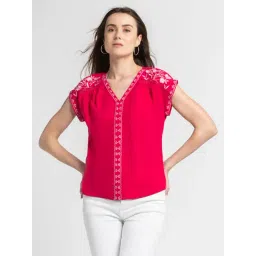 SHAYE Pink & White Embroidered Top-picture-49