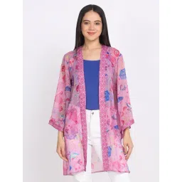 SHAYE Pink Chiffon Printed Shrug-picture-33