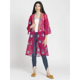 SHAYE Pink Floral Print Long Shrug-picture-38