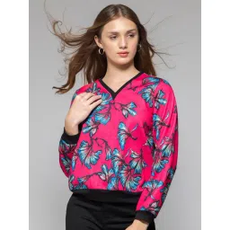 SHAYE Pink Polyester Regular fit Print Sweatshirts-picture-44