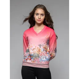 SHAYE Pink Polyester Regular fit Print Sweatshirts-picture-40