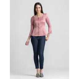 SHAYE Pink Satin Solid Top image 5